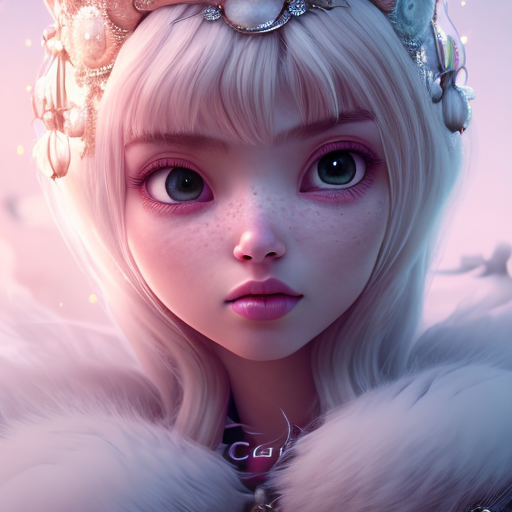princess of rose, closeup cute and adorable, cute big circular reflective eyes, long fuzzy fur, Pixar render, unreal engine cinematic smooth, intricate detail, cinematic, 8k, HD with style of