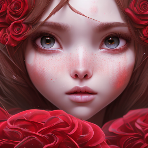 princess of red Roses, closeup cute and adorable, cute big circular reflective eyes, long fuzzy fur, Pixar render, unreal engine cinematic smooth, intricate detail, cinematic, Realistic art, pencil drawing with style of