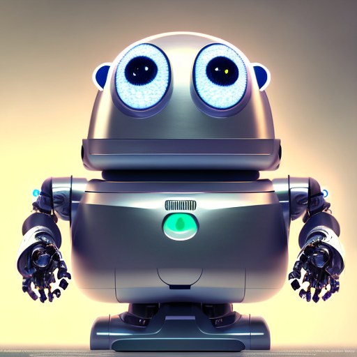 robot, closeup cute and adorable, cute big circular reflective eyes, long fuzzy fur, Pixar render, unreal engine cinematic smooth, intricate detail, cinematic, 8k, HD with style of