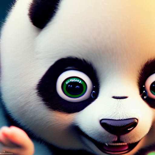 Cute baby panda, closeup cute and adorable, cute big circular reflective eyes, long fuzzy fur, Pixar render, unreal engine cinematic smooth, intricate detail, cinematic, digital art, trending on artstation, (cgsociety) with style of (Heraldo Ortega)