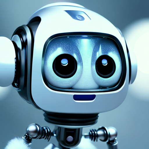 cute robot, closeup cute and adorable, cute big circular reflective eyes, long fuzzy fur, Pixar render, unreal engine cinematic smooth, intricate detail, cinematic, 8k, HD with style of