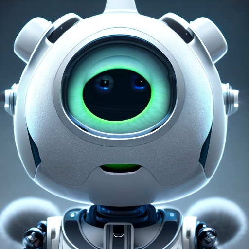 cute robot, closeup cute and adorable, cute big circular reflective eyes, long fuzzy fur, Pixar render, unreal engine cinematic smooth, intricate detail, cinematic, 8k, HD with style of