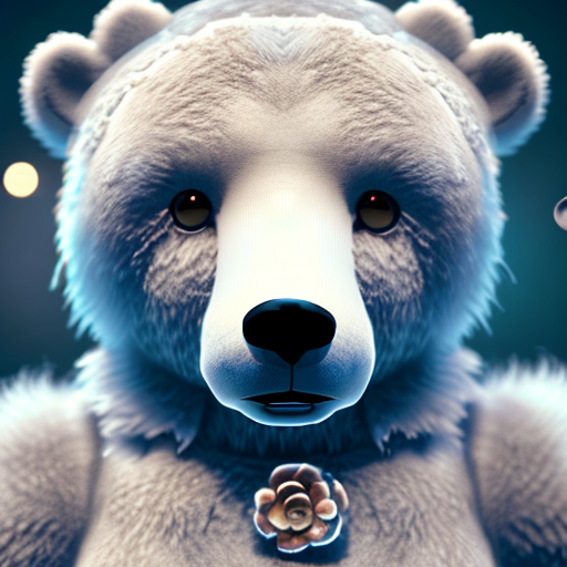 cute bear in goddess dress, closeup cute and adorable, cute big circular reflective eyes, long fuzzy fur, Pixar render, unreal engine cinematic smooth, intricate detail, cinematic, 8k, HD with style of