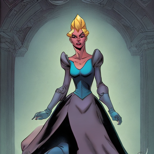 evil Cinderella in the dark castle, centered, Pablo olivera, smooth lines, graphic novel, comic art, trending on artstation ((Mike Mignola)) with style of (Joe Kubert)