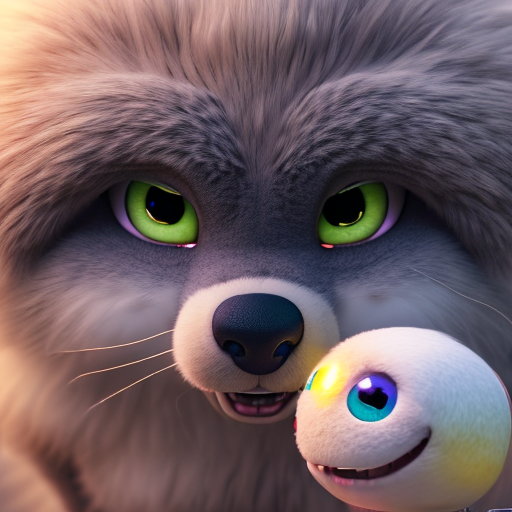 animal have abs, closeup cute and adorable, cute big circular reflective eyes, long fuzzy fur, Pixar render, unreal engine cinematic smooth, intricate detail, cinematic, 8k, HD with style of
