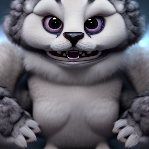 animal have abs, closeup cute and adorable, cute big circular reflective eyes, long fuzzy fur, Pixar render, unreal engine cinematic smooth, intricate detail, cinematic, digital art, trending on artstation, (cgsociety) with style of (Irina French)
