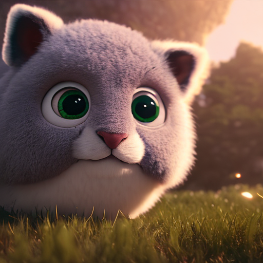 RN FARM, closeup cute and adorable, cute big circular reflective eyes, long fuzzy fur, Pixar render, unreal engine cinematic smooth, intricate detail, cinematic, 8k, HD with style of