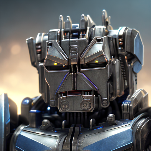 optimus prime, closeup cute and adorable, cute big circular reflective eyes, long fuzzy fur, Pixar render, unreal engine cinematic smooth, intricate detail, cinematic, 8k, HD with style of