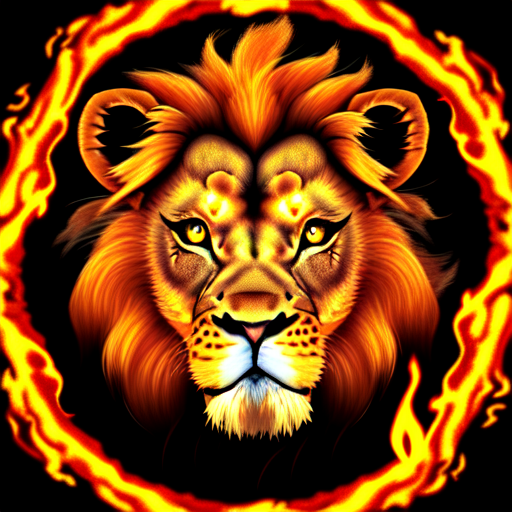 fire baby lion, centered, 8k, HD with style of