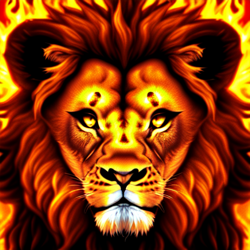 fire baby lion, centered, 8k, HD with style of