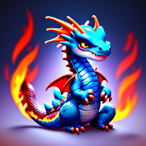 fire Cute baby dragon, centered, 8k, HD with style of