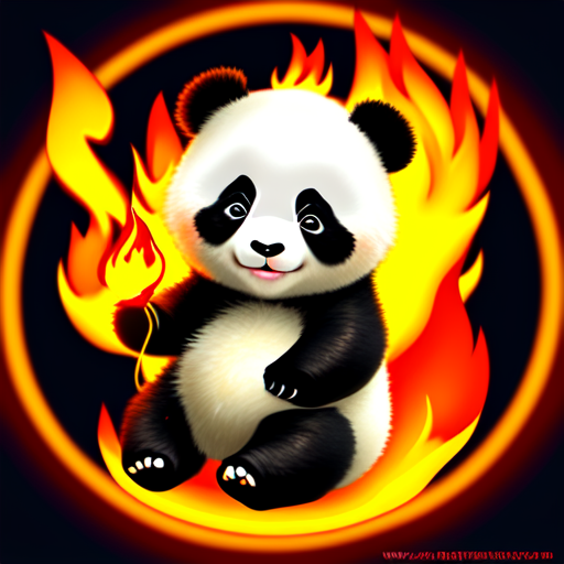 , Cute baby panda fire, centered, 8k, HD with style of