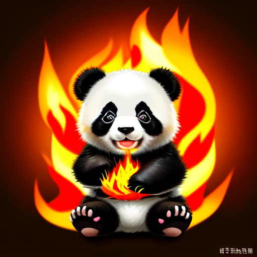 , Cute baby panda fire, centered, 8k, HD with style of