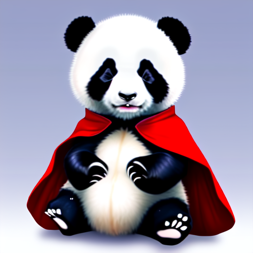 , Cute baby panda with cape, centered, 8k, HD with style of