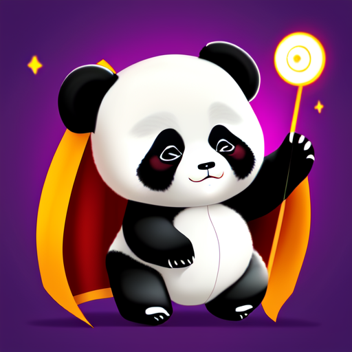 , Cute baby panda with cape, centered, 8k, HD with style of