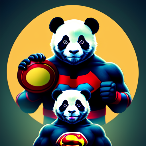 panda superheroes, centered, 8k, HD with style of