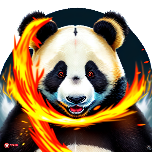 panda fire thunder, centered, Portrait style, sharp, highly detailed, 8k, HD with style of (Kit Cat)