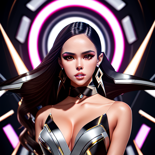 catriona gray, , Techno-glamour fusion fashion, centered, Portrait style, sharp, highly detailed, 8k, HD with style of (Half-Length)