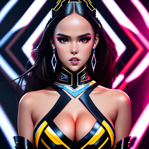 catriona gray, , Techno-glamour fusion fashion, centered, Portrait style, sharp, highly detailed, 8k, HD with style of (Half-Length)