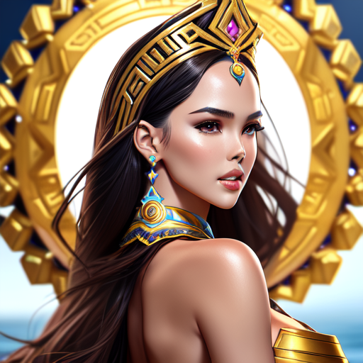 catriona gray goddess of beauty, centered, Portrait style, sharp, highly detailed, 8k, HD with style of (Bust View)