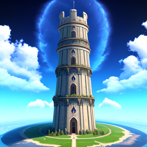 tower of the sky, centered, 8k, HD with style of