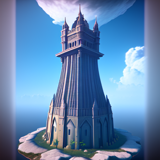 tower of the sky, centered, 3d, octane render, high quality, 4k with style of