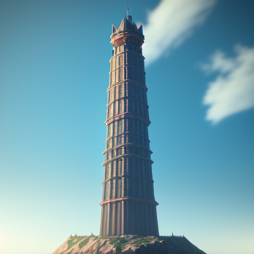 tower of the sky, centered, 3d, octane render, high quality, 4k with style of