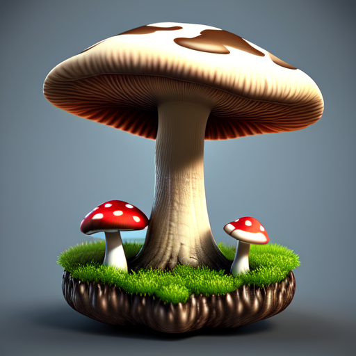 mushroom, centered, 3d, octane render, high quality, 4k with style of