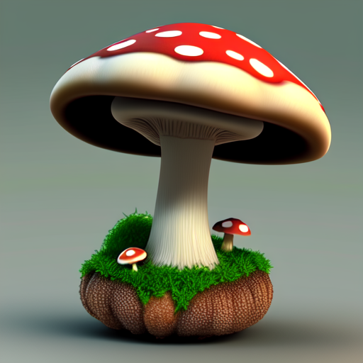 mushroom, centered, 3d, octane render, high quality, 4k with style of