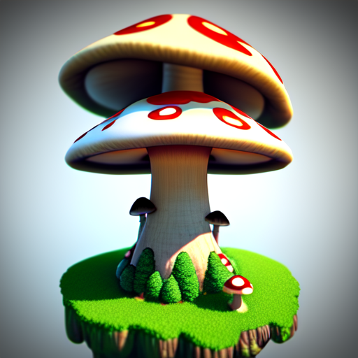 mushroom tower, centered, 3d, octane render, high quality, 4k with style of