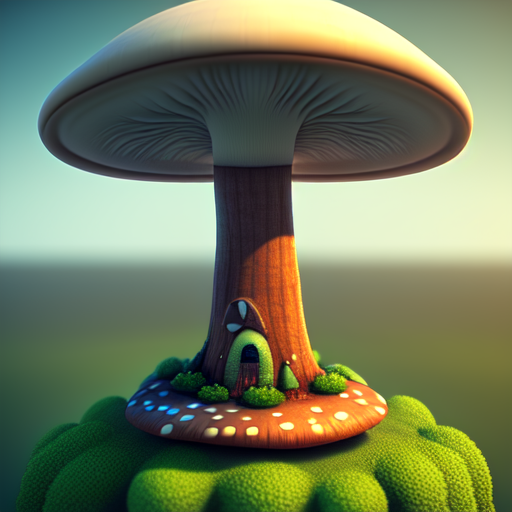 mushroom tower, centered, 3d, octane render, high quality, 4k with style of