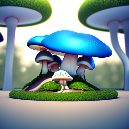 modern mushroom design building, centered, 3d, octane render, high quality, 4k with style of