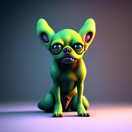alien dog with big eyes, centered, 3d, octane render, high quality, 4k with style of