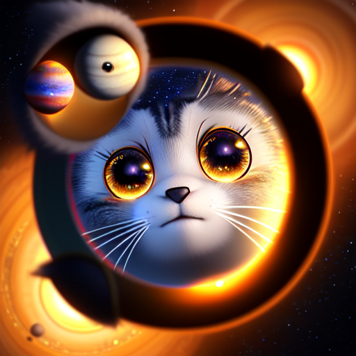 Solar system, closeup cute and adorable, cute big circular reflective eyes, long fuzzy fur, Pixar render, unreal engine cinematic smooth, intricate detail, cinematic, Realistic art, pencil drawing with style of
