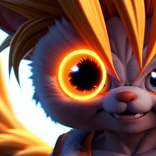 goku, closeup cute and adorable, cute big circular reflective eyes, long fuzzy fur, Pixar render, unreal engine cinematic smooth, intricate detail, cinematic, 8k, HD with style of