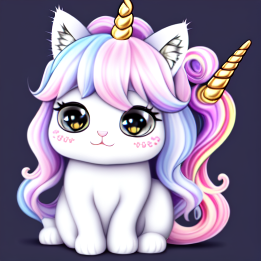 cute kitten with unicorn horn, centered, 8k, HD with style of