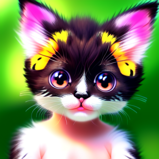 cute baby cat with butterfly on its nose, centered, 8k, HD with style of