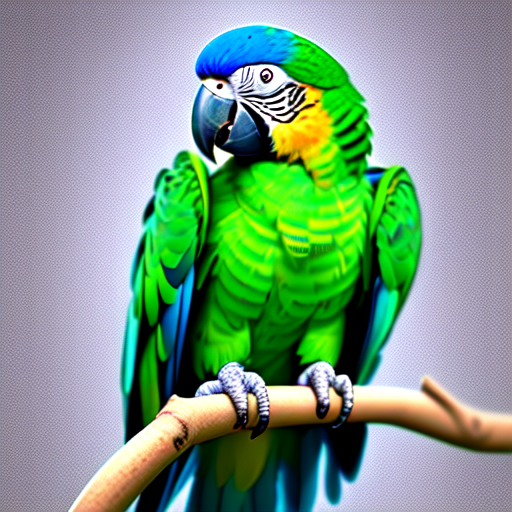 Cute parrot, centered, 8k, HD with style of