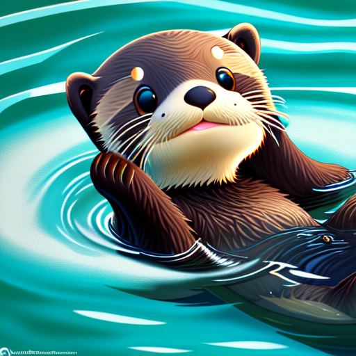 Cute sea otter, centered, 8k, HD with style of