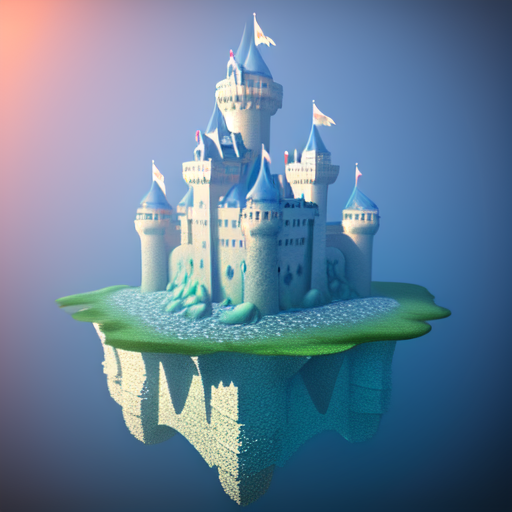 A castle underwater with big bubble surrounding around it., centered, 3d, octane render, high quality, 4k with style of