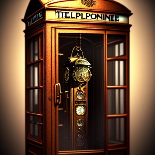 Time machine in telephone booth, centered, steampunk, highly detailed, 8k, intricate, cinematic with style of (Victorian art and design)
