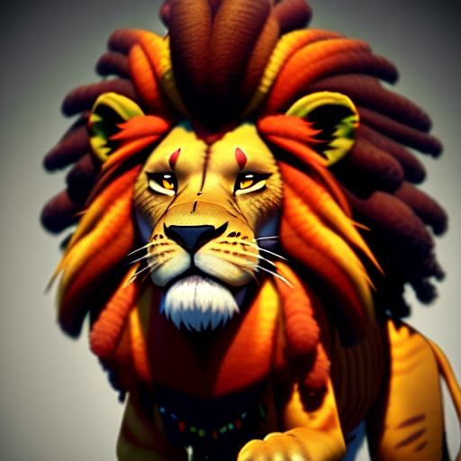 rasta lion, cute and adorable, long fuzzy fur, Pixar render, unreal engine cinematic smooth, intricate detail, cinematic, 8k, HD with style of