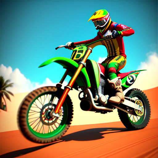 reggae motocross, centered, 3d, octane render, high quality, 4k with style of