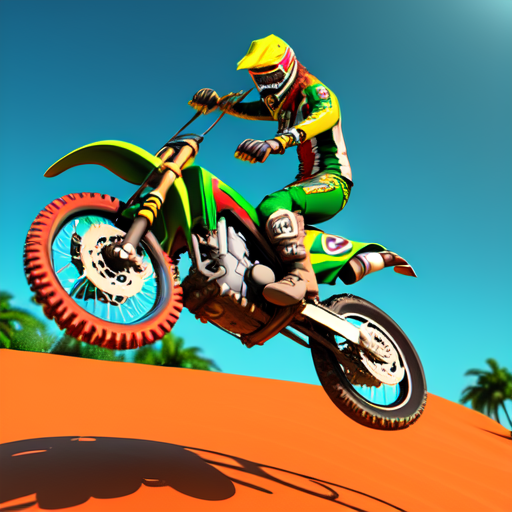 reggae motocross, centered, 3d, octane render, high quality, 4k with style of