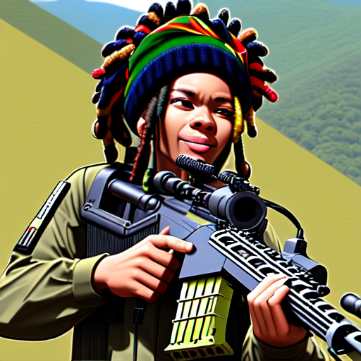 HK416 REGGAE, centered, 8k, HD with style of