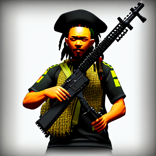 HK416 REGGAE, centered, 8k, HD with style of