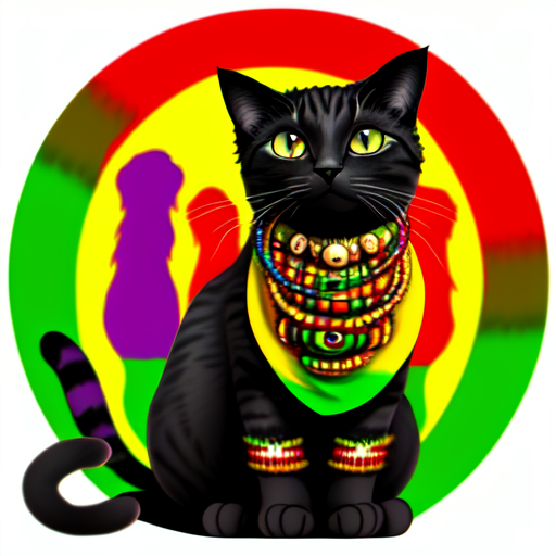 rasta cat, centered, 8k, HD with style of