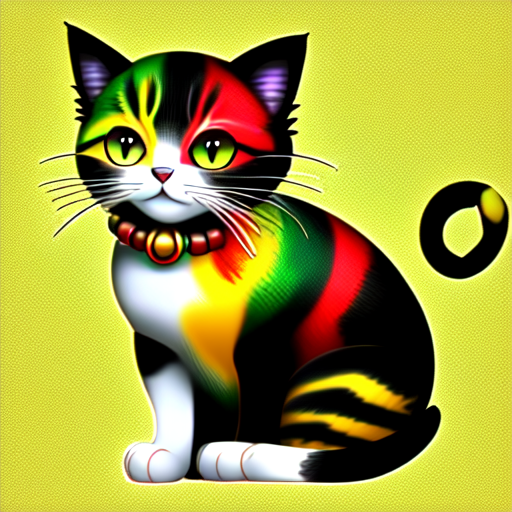 rasta cat, centered, 8k, HD with style of