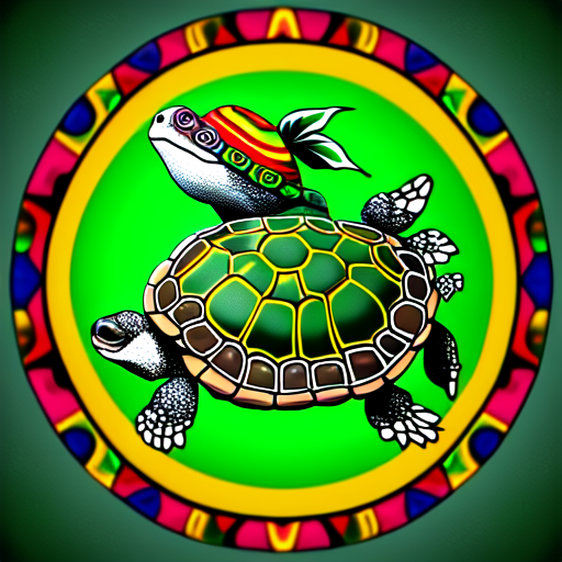 rasta turtle with tattoo, centered, 8k, HD with style of