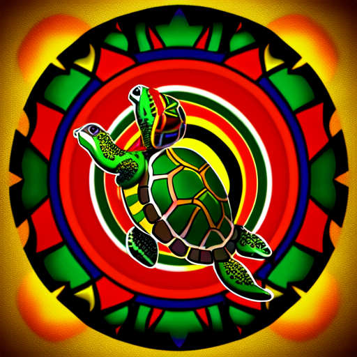 rasta turtle with tribal tattoo, centered, 8k, HD with style of